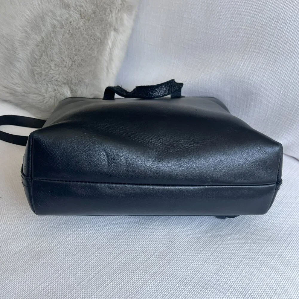 Madewell Leather Transport Tote Black Top Zip Crossbody Top Handle Bag